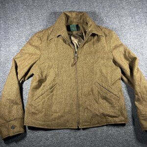 Vintage LAUREN RALPH LAUREN Zipper Front Short Wool Jacket Brown/Tan SZ 10